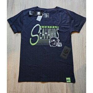 NWT NFL Womens Small Seattle Seahawks Tee Blue Neon Green Tshirt Short Sleeves